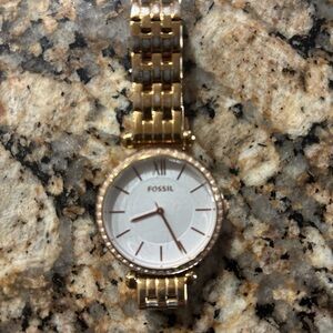 Fossil Gold-Tone Watch with White Face